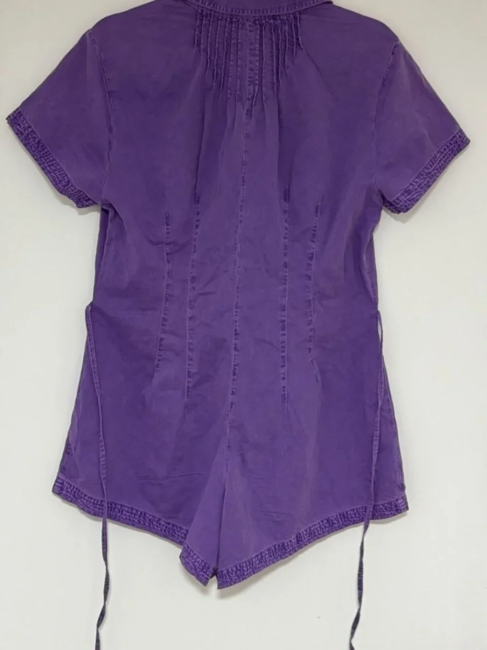 Free People Keep It Crisp Shortall Romper Short Sleeve Purple Shorts Sz S NWT